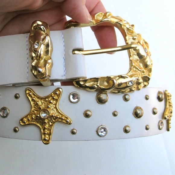 Unknown Accessories - 80s Leather Belt Studded Sea Goddess  S M